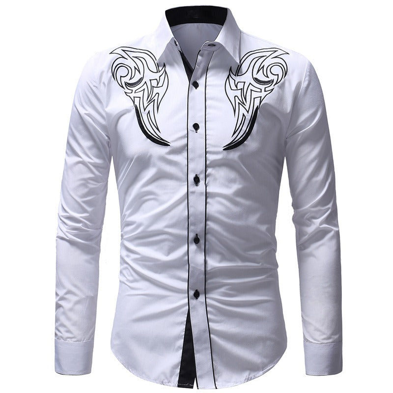 New Mens Classic Totem Embroidered Shirt