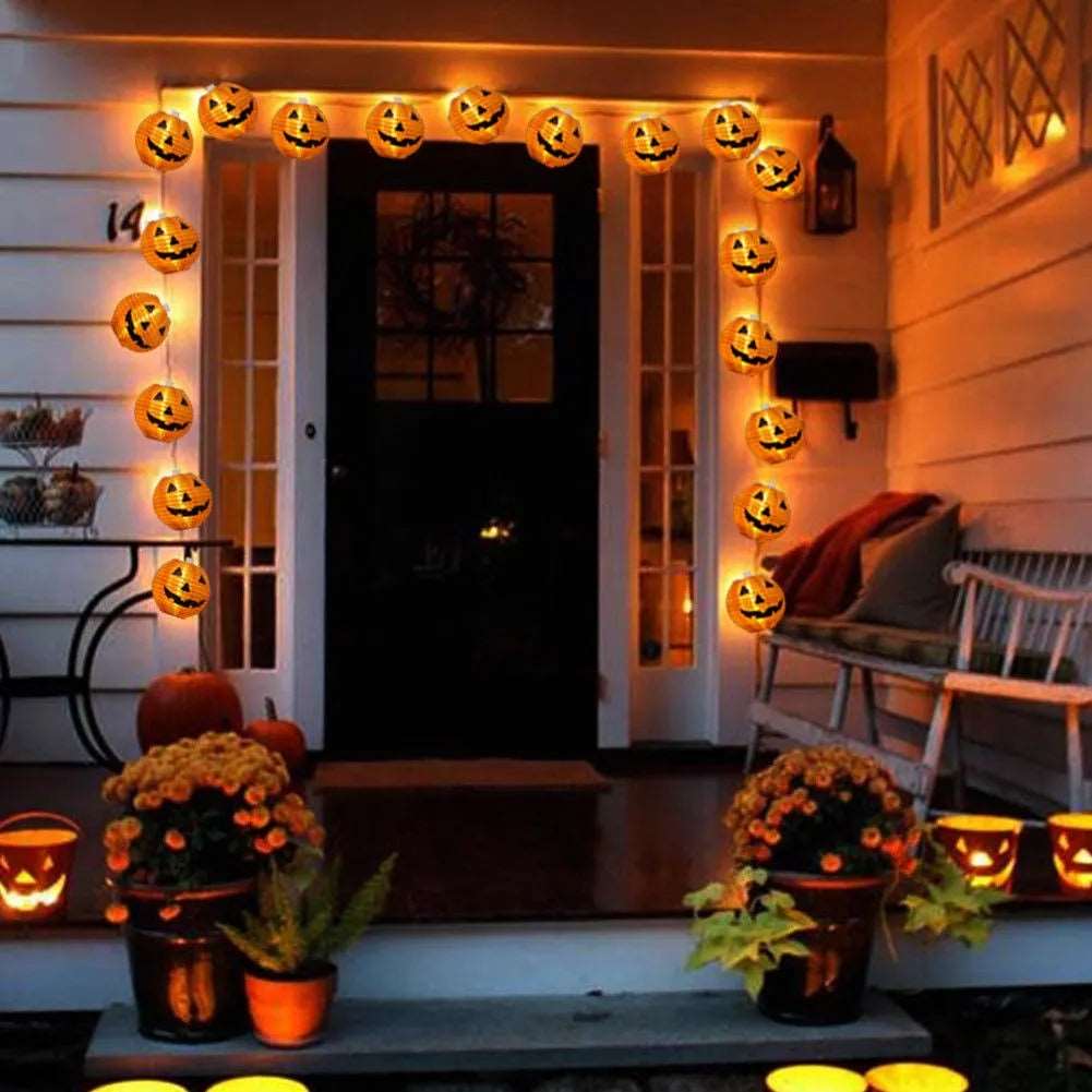 1.2M Halloween String Lights Pumpkin LED Light 10Heads Halloween Party Lights Warm White Halloween Home Decoration