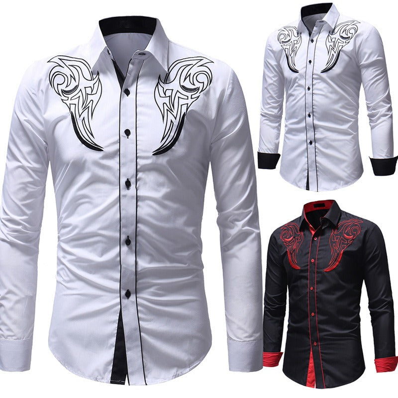 New Mens Classic Totem Embroidered Shirt