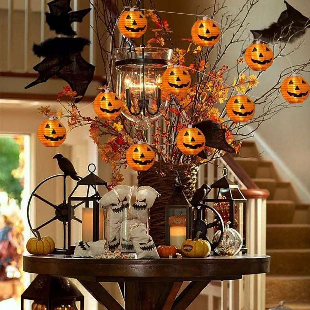 1.2M Halloween String Lights Pumpkin LED Light 10Heads Halloween Party Lights Warm White Halloween Home Decoration