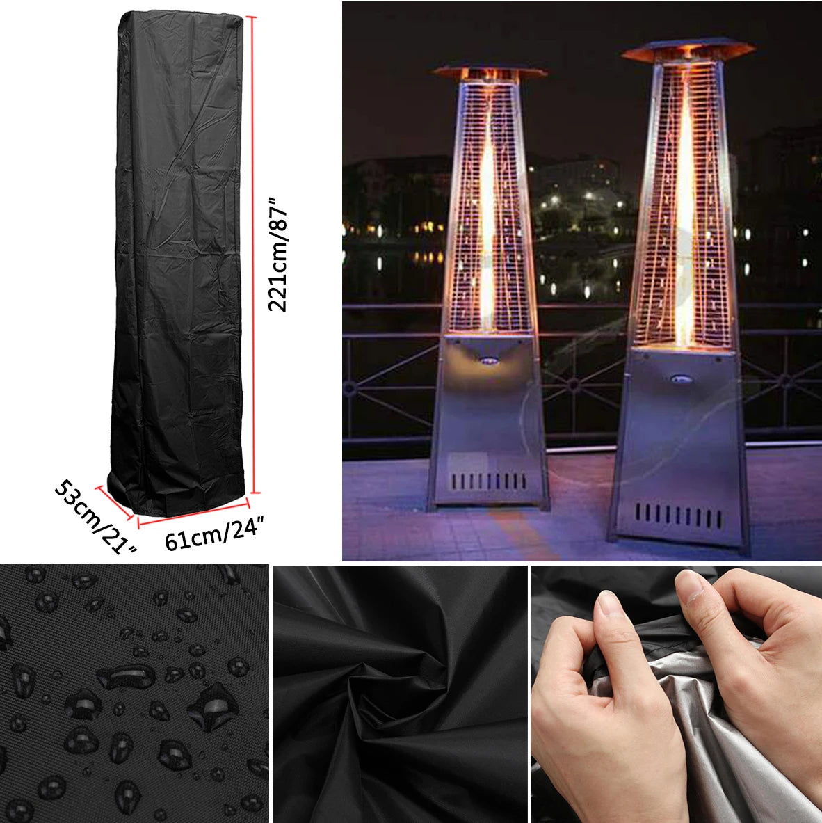 Gas Pyramid Patio Heater Cover 210D Waterproof Garden Furniture Protector Waterproof Cover Garden Furniture Outdoor