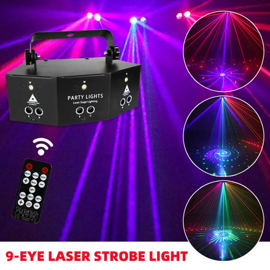 9-eye RGB Disco Dj Lamp DMX Remote Control