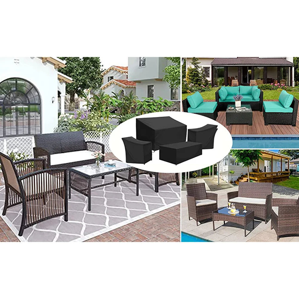 Outfit furnitures cover 4 Piece Wisteria Lane Patio Furniture Cover,  Waterproof and Heavy Duty Garden Furniture Cover Set Waterproof