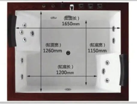 1800mm Drop-in Fiberglass Whirlpool Bathtub