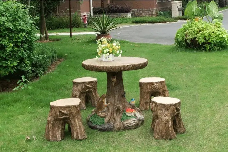 Tree pile creative desks and chairs. Balcony patio children's table and chairs