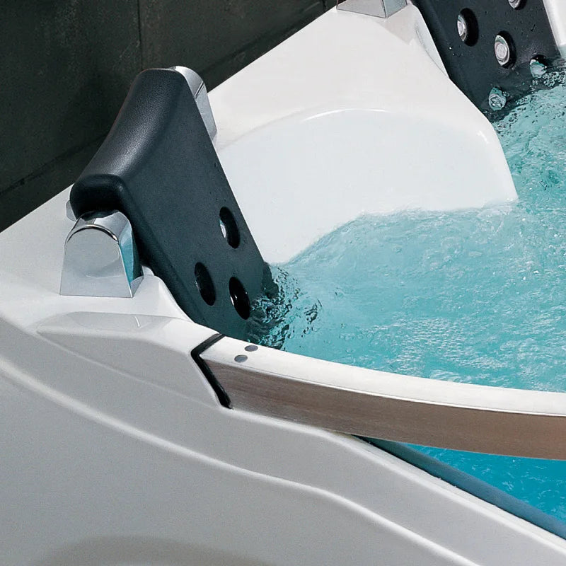 Acrylic Hydrogen Massage Corner Whirlpool Bathtub with LED