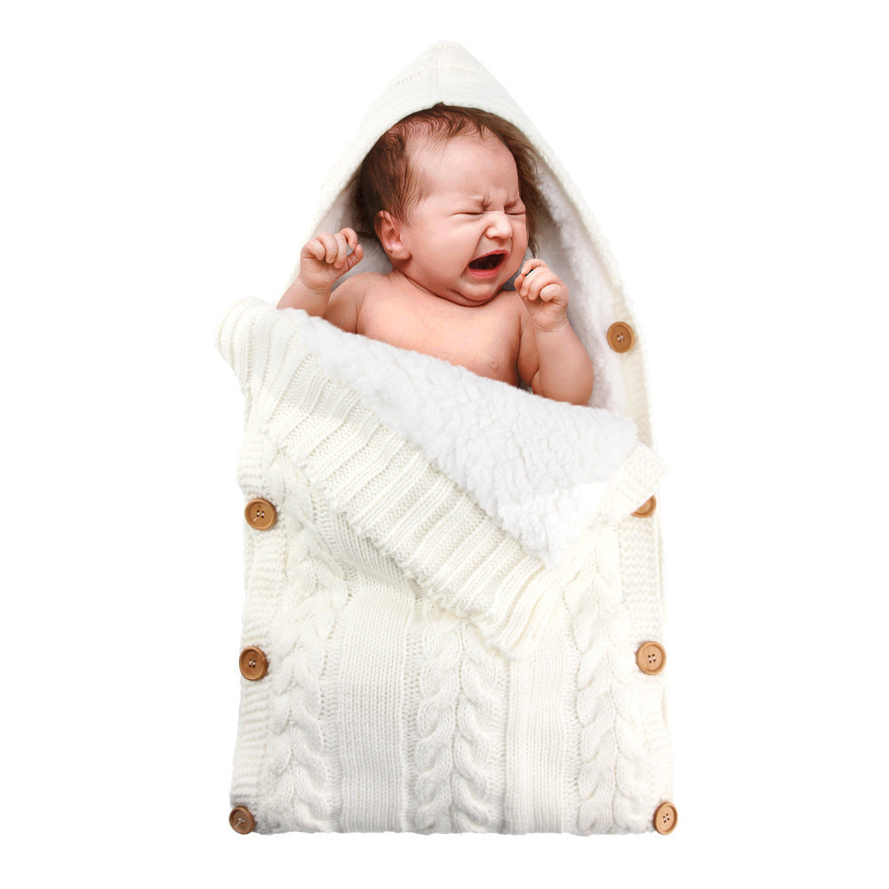 Plush Sleeping Bag Baby Stroller Warm Button Sleeping Bag