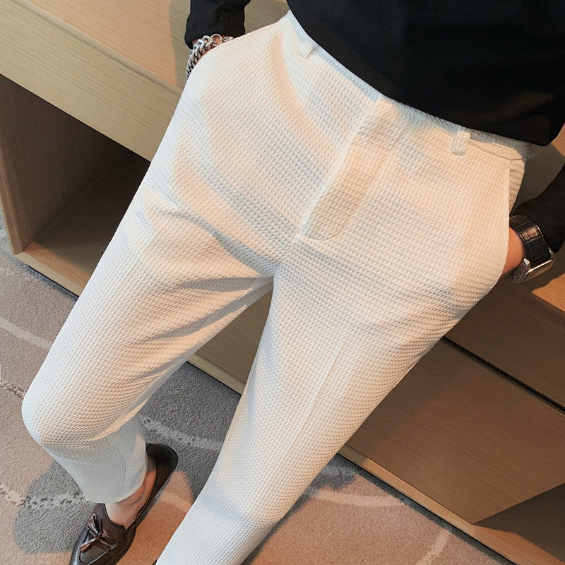 Men's Casual Pants Walf Checks Fabric Straight