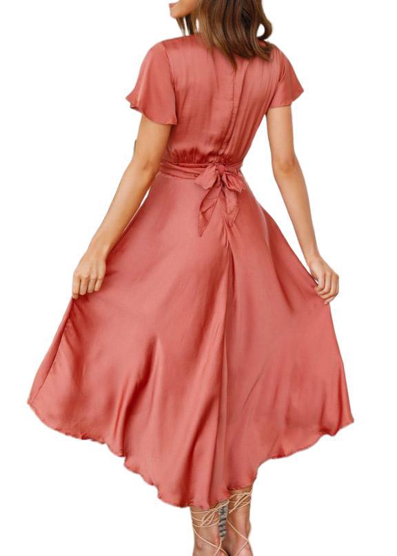 Women's Short Sleeve V-neck Asymmetric Skirt Dress