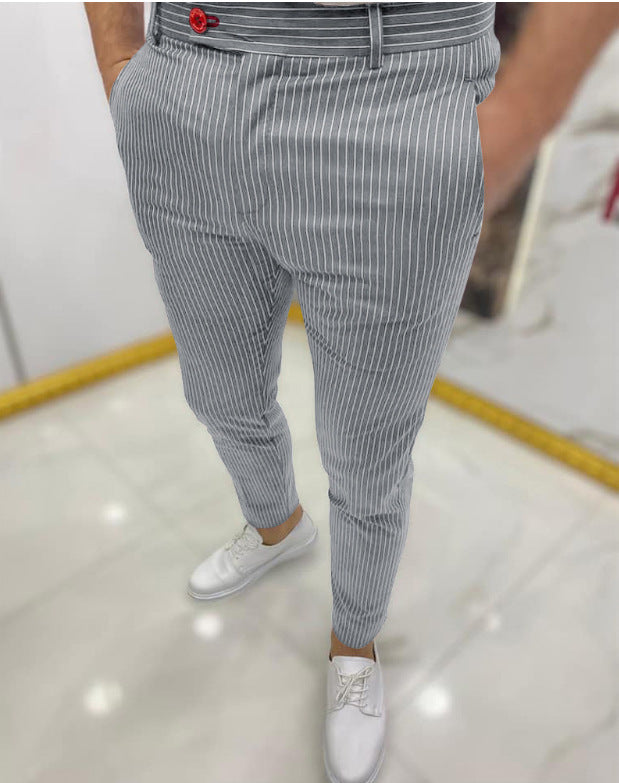 Thin Striped Slim Casual Pants for Men