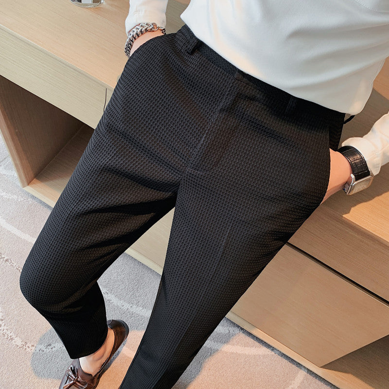 Men's Casual Pants Walf Checks Fabric Straight