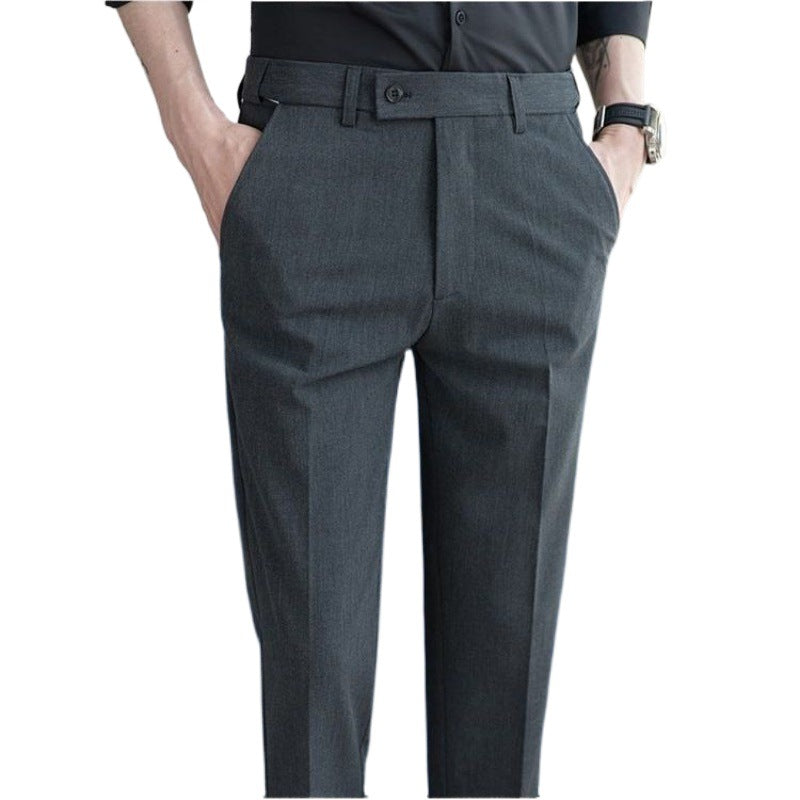 Elastic Waist Suit Pants Men's Ankle-length Slim-fit Casual Pants