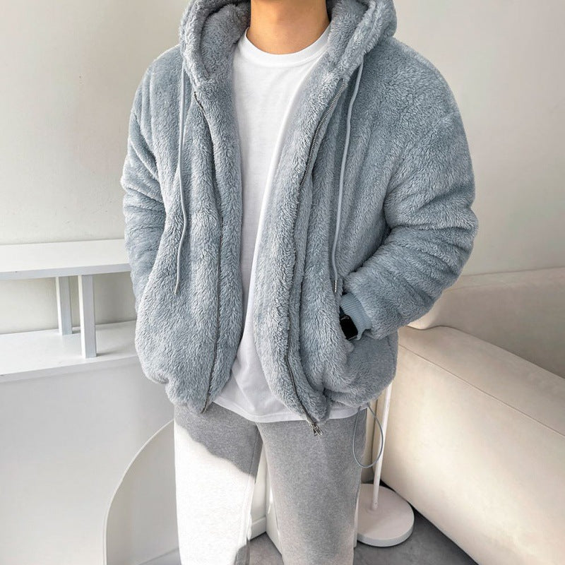 Men's sweatshirt Lamb Wool Thickened Hooded Sweatshirt