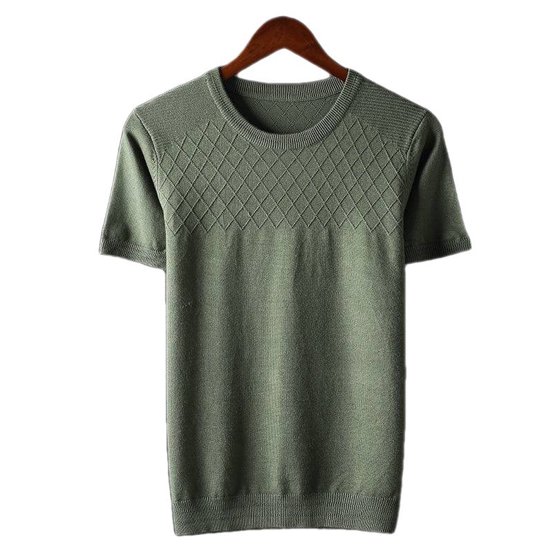 Winter Thick Style Round Neck Pullover Men's Elbow-sleeved Top Sweater