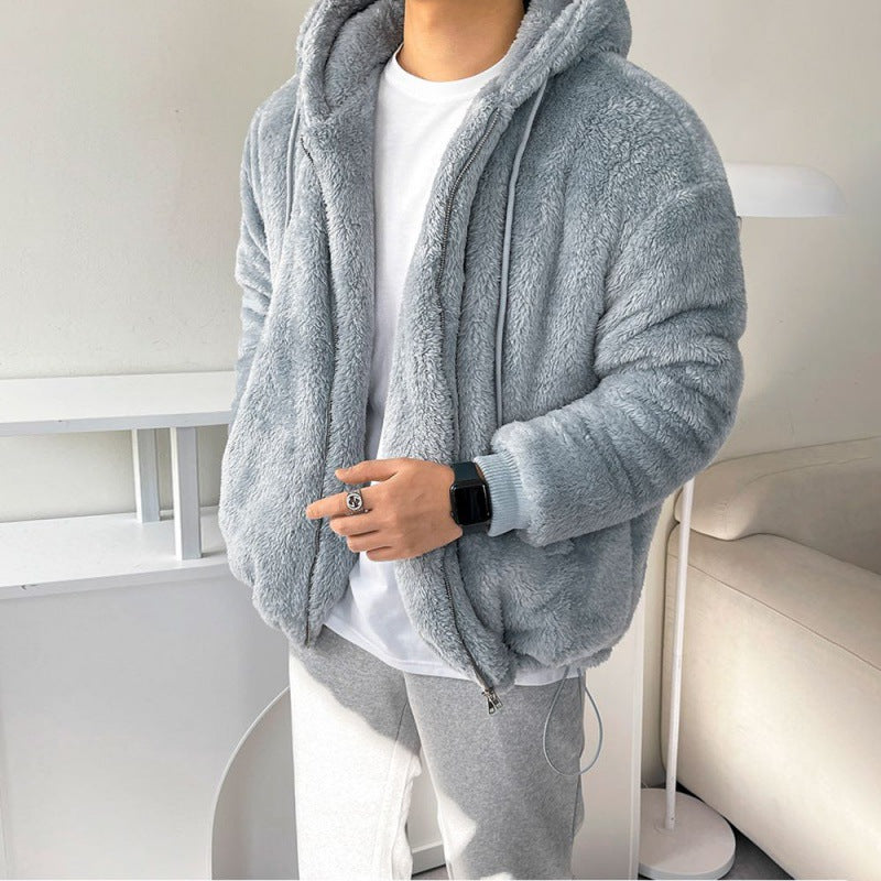 Men's sweatshirt Lamb Wool Thickened Hooded Sweatshirt