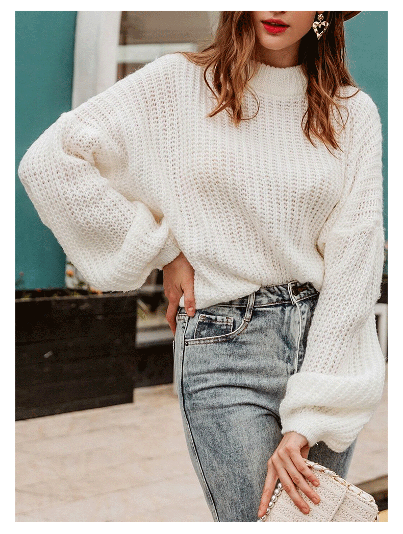 Women's Sweater All-matching Loose Pullover Sweater Round Neck Women