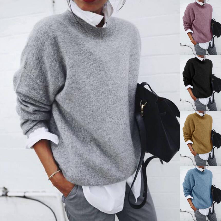 Woman Long Pullover Women's Solid Color Knitted Cashmere Sweater