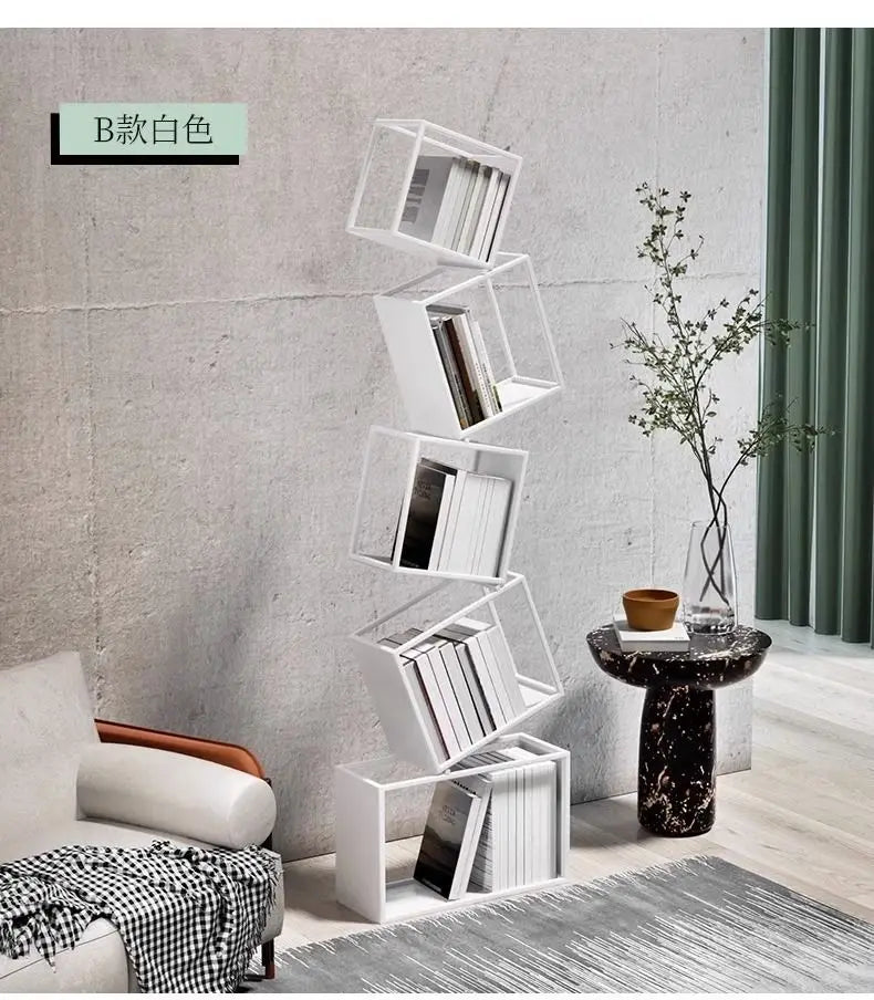 Bookshelf Special-shaped Creative Net Red Corner Vertical Bookshelf Floor Shelf Simple Modern Living Room Iron Art Corner Book Shelf