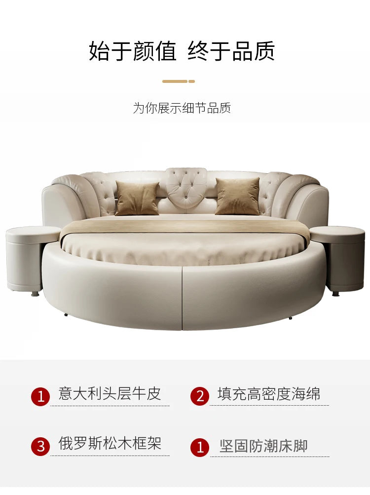 European Style Large Double Bed Round Modern Minimalist Princess Double Bed Luxury Human Camas De Dormitorio Bedroom Furniture