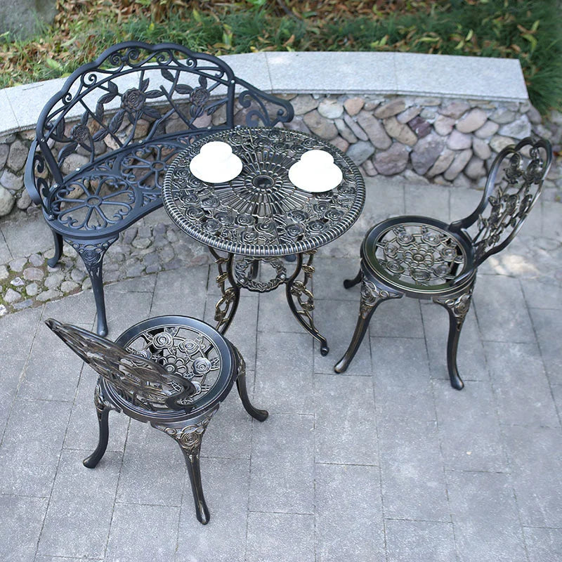 Simple Metal Outdoor Chairs Leisure Outdoor Courtyard Table Chair Aluminum Balcony Tables Chairs Garden Furniture Set B