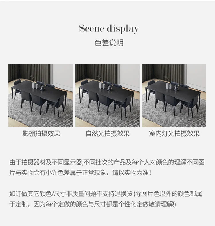 Aluminum Alloy Frame Rock Plate Pure Black Dining Table Household Minimalist Luxury Muebles De Comedor Rectangular Dining Table