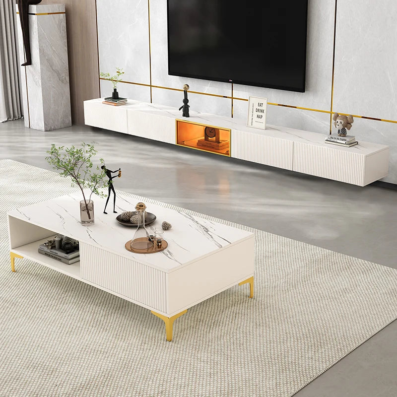 Modern Glass TV Stand Bedroom Entertainment Storage