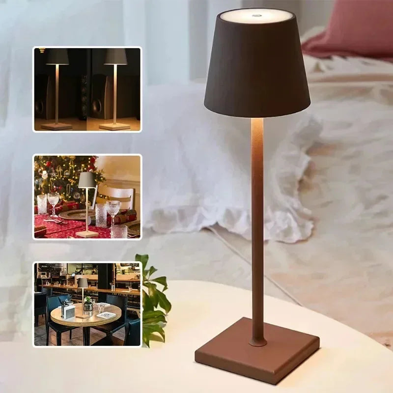 Rechargeable Table Lamp Modern LED Portable USB Touch Switch Night Light Hotel Cordless Desk Lamps for Living Room Restaurant