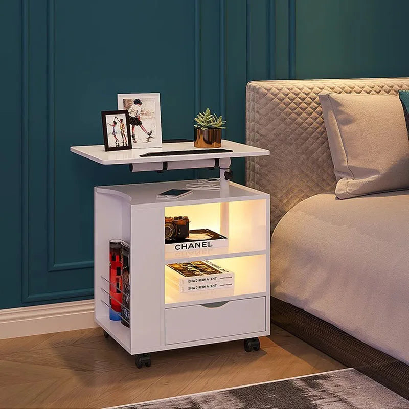 White Nordic Bedside Table | Hidden Storage