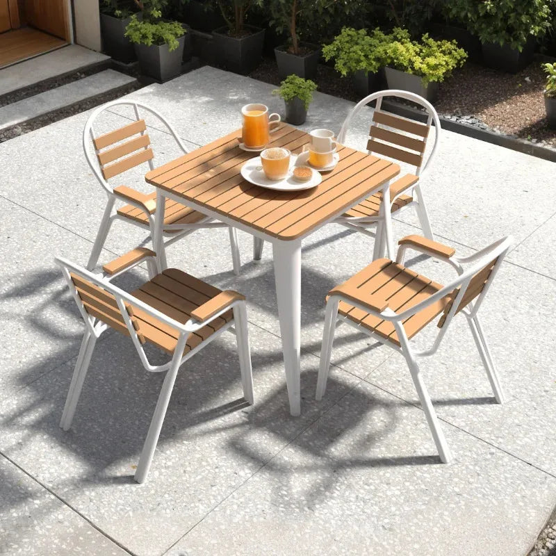 Outdoor Balcony Garden Decor Combination Leisure Courtyard Restaurant Tables Chairs Waterproof Sun Garden Small Round Furniture