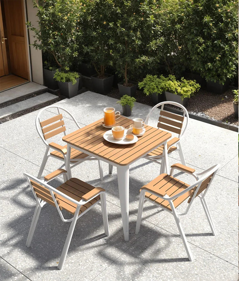 Outdoor Balcony Garden Decor Combination Leisure Courtyard Restaurant Tables Chairs Waterproof Sun Garden Small Round Furniture