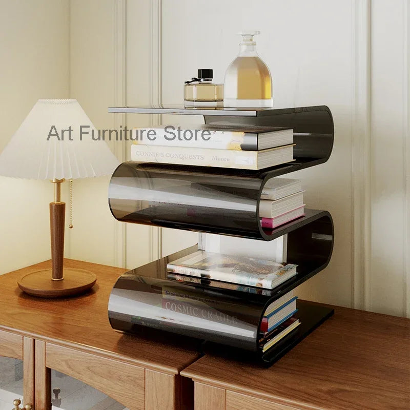 Nordic Light Luxury Acrylic Bookshelf Sofa Side Internet Celebrity Home Bedroom Bedside Table Magazine Storage Shelf Furniture