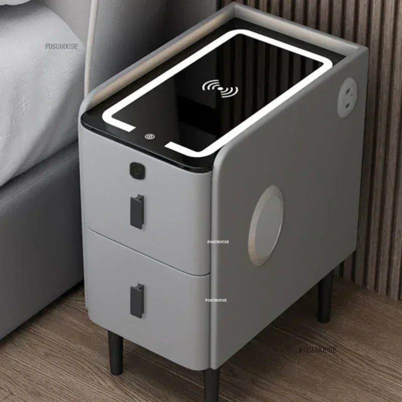 Modern Light Luxury Smart Bedside Tables Simple Bedroom Nightstands Extremely Narrow Bedside Storage Cabinets Bedroom Furniture