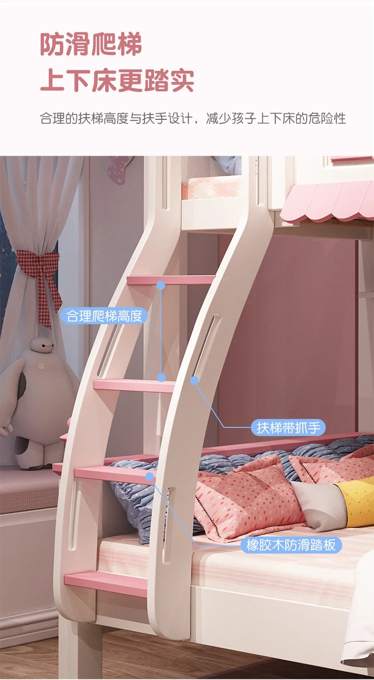 Princess bed Children Beds Split Slide Up And Down Height Bunk Economic Children Beds Cama Infantil Bedroom Furniture QF50TC