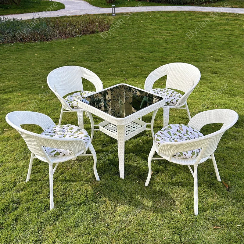 Outdoor Rattan Furniture Balcony Leisure Coffee Table Combination Patio Garden  and Chair Three-piece Suit  Chairs