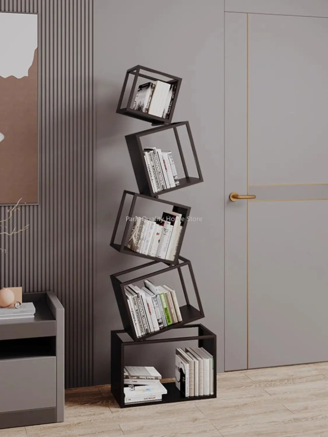 Bookshelf Special-shaped Creative Net Red Corner Vertical Bookshelf Floor Shelf Simple Modern Living Room Iron Art Corner Book Shelf