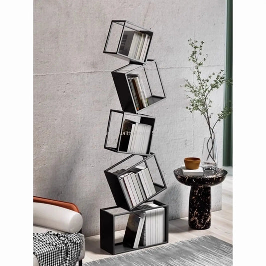 Bookshelf Special-shaped Creative Net Red Corner Vertical Bookshelf Floor Shelf Simple Modern Living Room Iron Art Corner Book Shelf