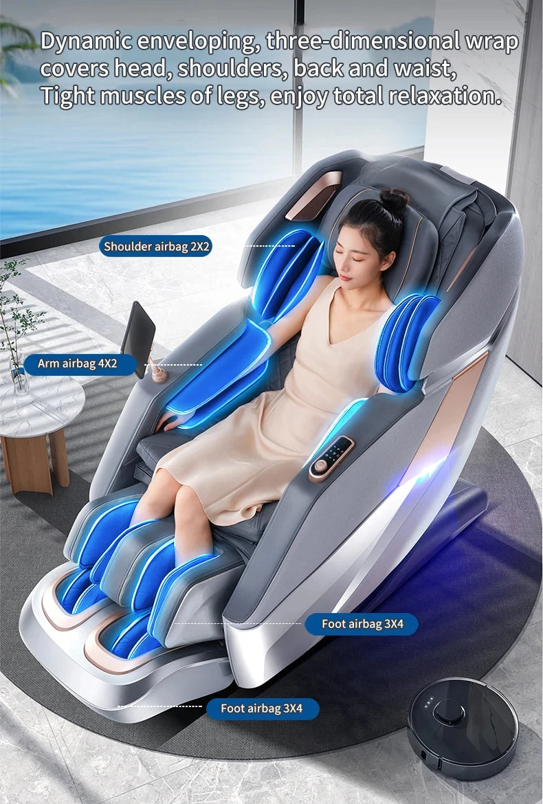 4D SL-Track Zero Gravity full body AirBag Massager Chair Home 3D Office Chair Luxury Electric Massage Sofa