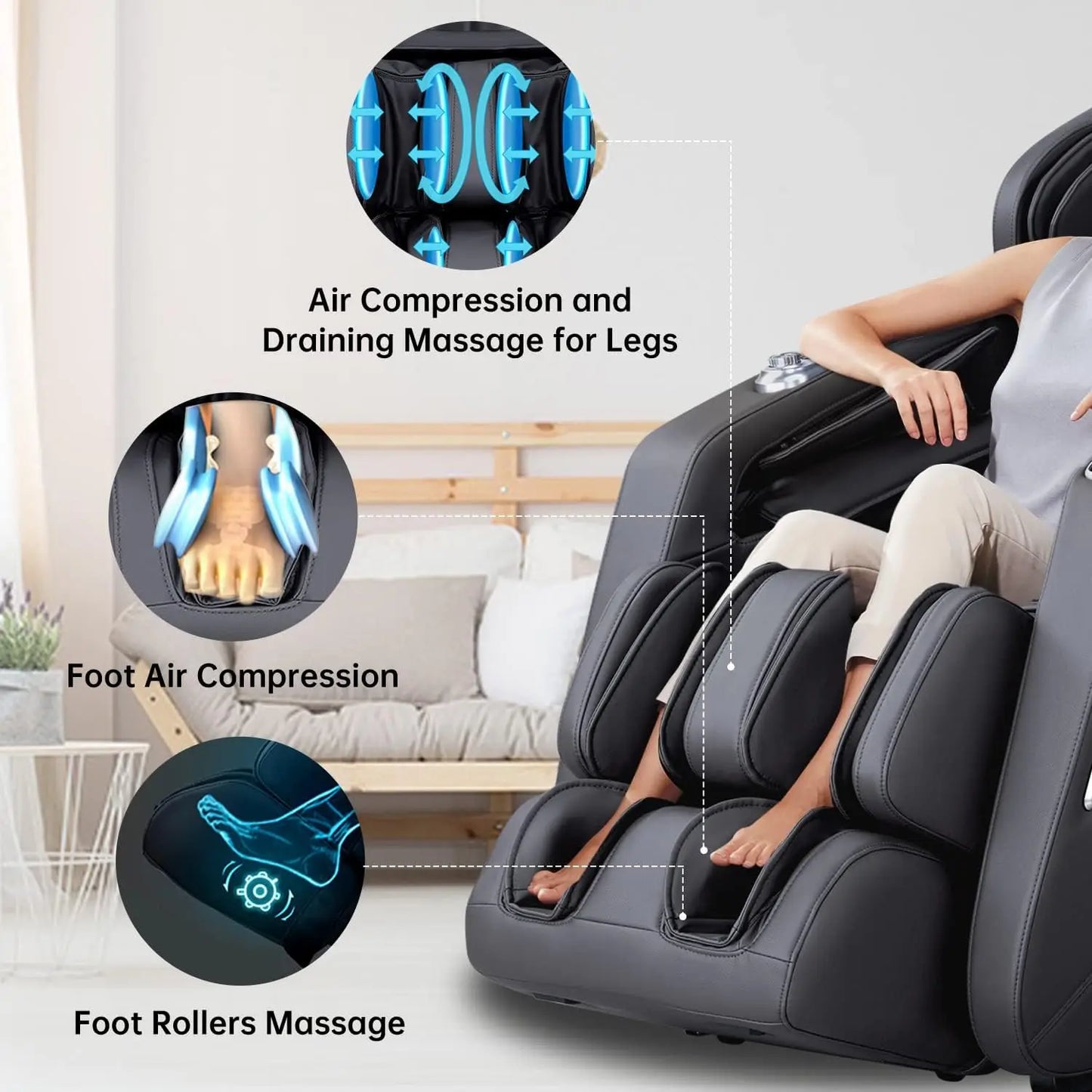 Massage Chair 2024 Full Body Massage Chair with Zero Gravity, Extended Footrest, SL Track, Yoga Stretch, Foot Rollers