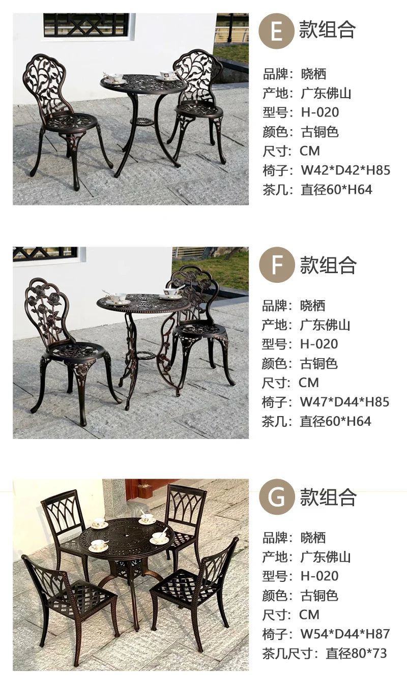 Outdoor Cast Aluminum Tables And Chairs Courtyard Garden Hotel Urniture Terrace Combination leisure Metal Round Patio Table