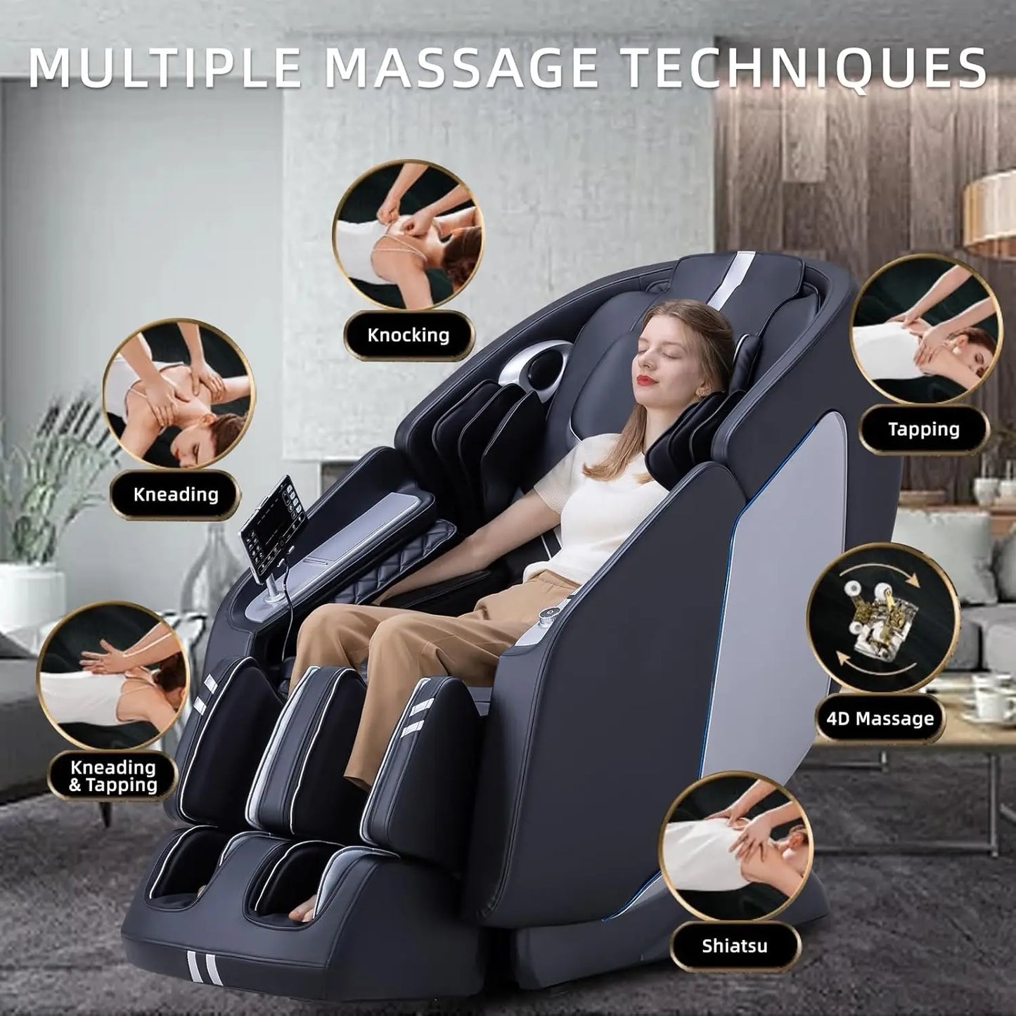 Massage Chair 2024 Full Body Massage Chair with Zero Gravity, Extended Footrest, SL Track, Yoga Stretch, Foot Rollers