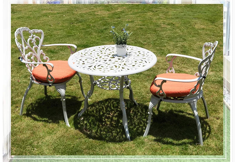 Outdoor Cast Aluminum Tables And Chairs Courtyard Garden Hotel Urniture Terrace Combination leisure Metal Round Patio Table