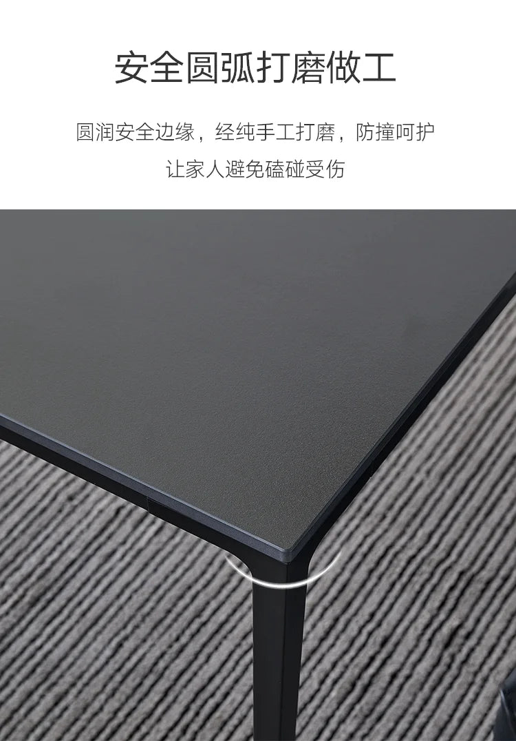 Aluminum Alloy Frame Rock Plate Pure Black Dining Table Household Minimalist Luxury Muebles De Comedor Rectangular Dining Table