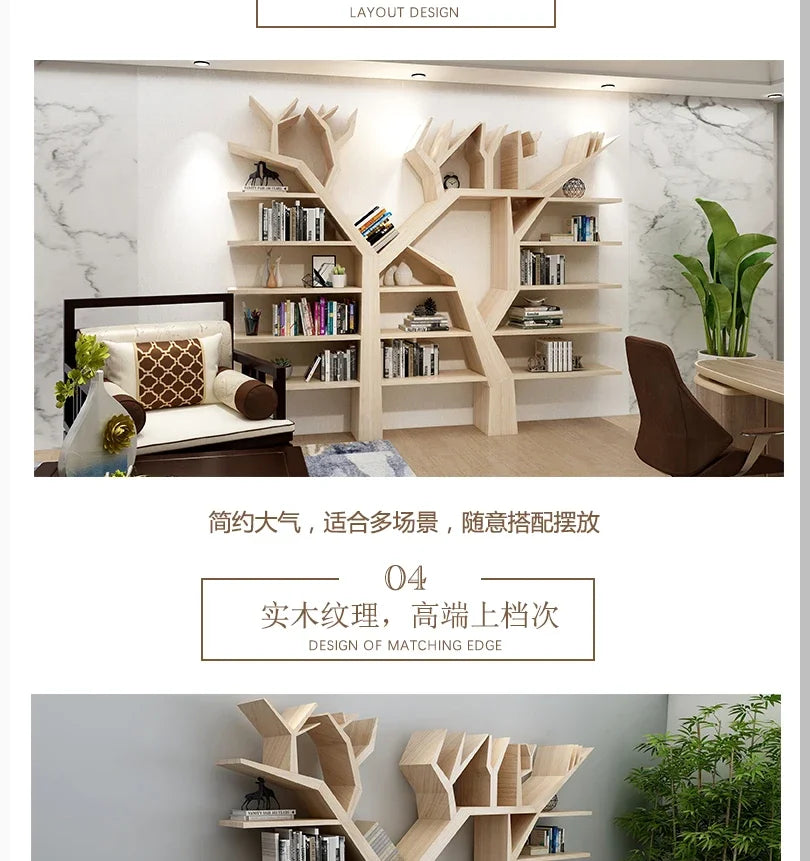 Book shelf Shelves Wood Tree Bookshelf Storage Living Room Bookends Library Buffet Cabinet Estanteria Madera Room Furniture