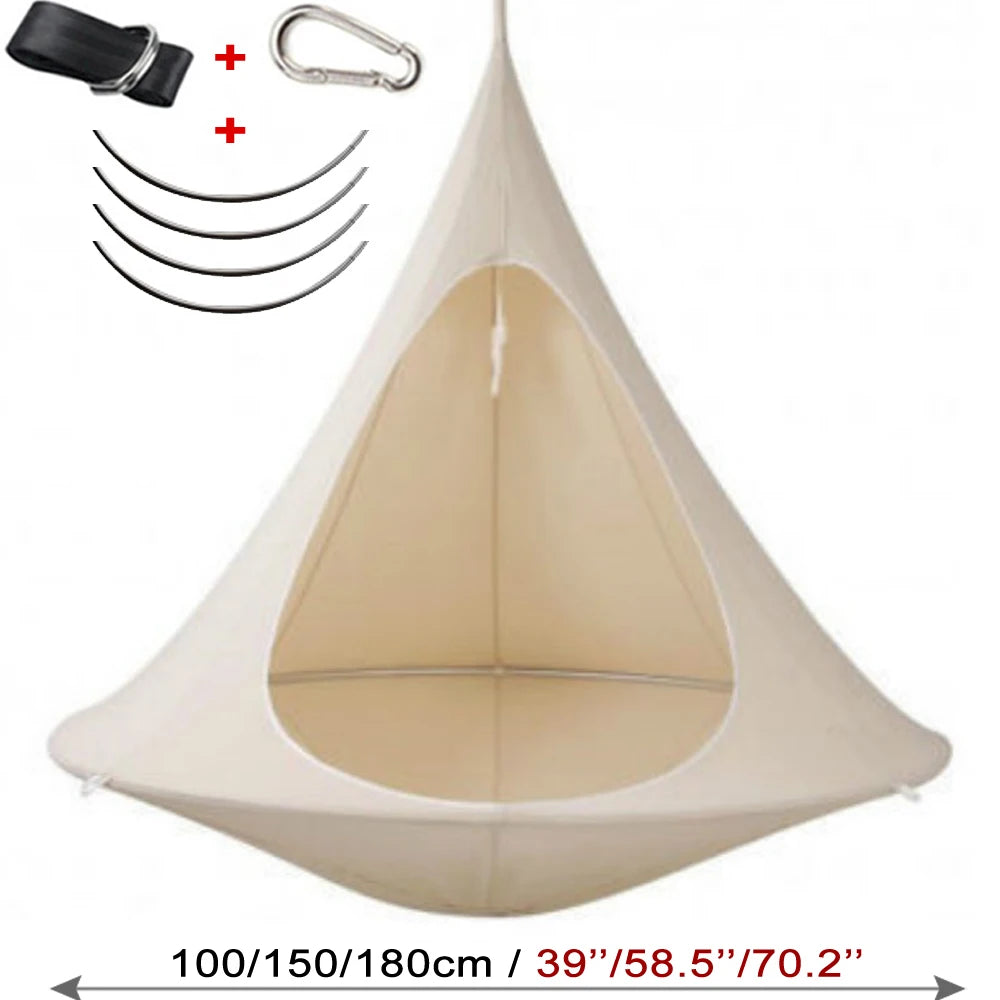 100cm UFO Shape Teepee Tree Hanging Swing Chair for Kids & Adults Indoor Outdoor Hammock Tent Patio Furniture Camping