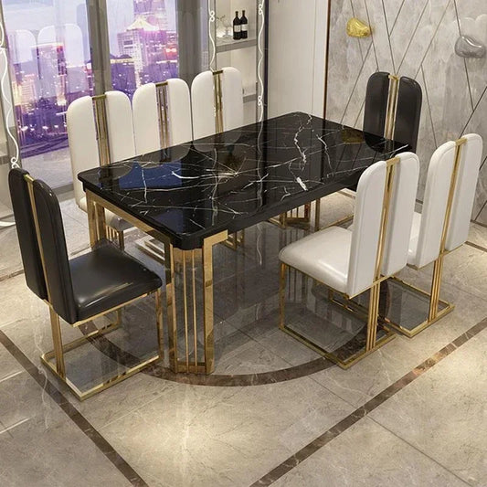 Light Luxury Dining Table Set 6 Chairs Modern Large Apartment Island Kitchen Table Accessorie High-End Restaurant Home Furniture