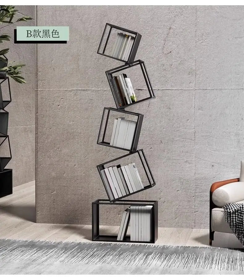 Bookshelf Special-shaped Creative Net Red Corner Vertical Bookshelf Floor Shelf Simple Modern Living Room Iron Art Corner Book Shelf