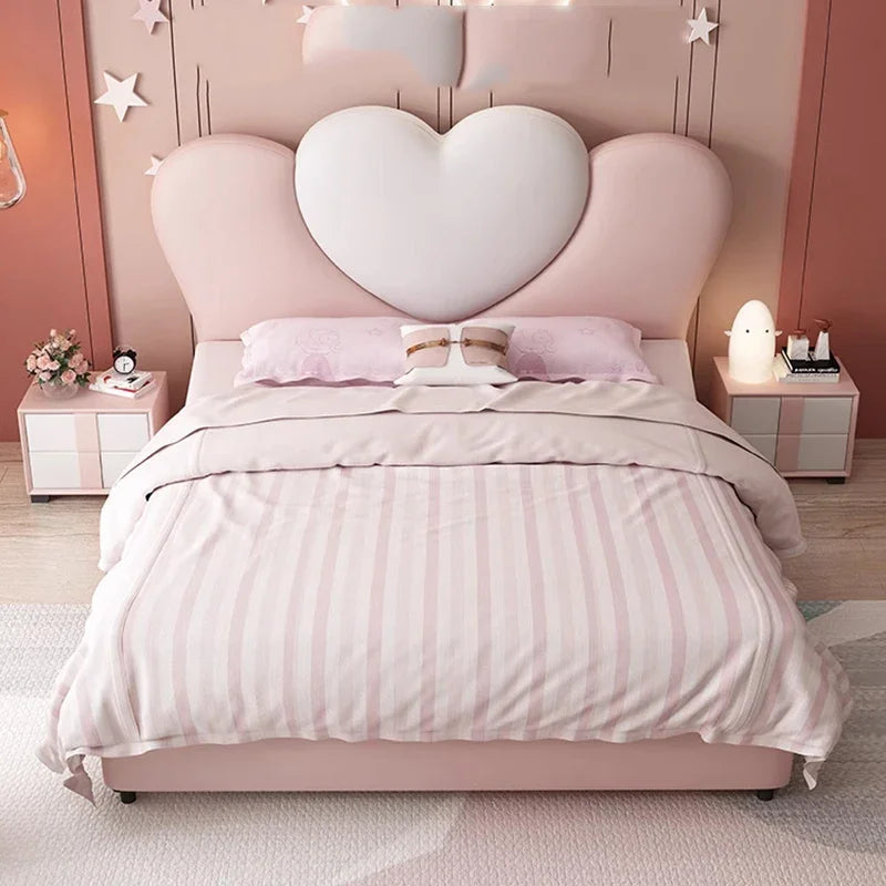 Princess Leather Bed Headboards Bedroom Modern Double Beauty Bed Sun Sleeping Children Storage Cama Solteiro Unique Furniture