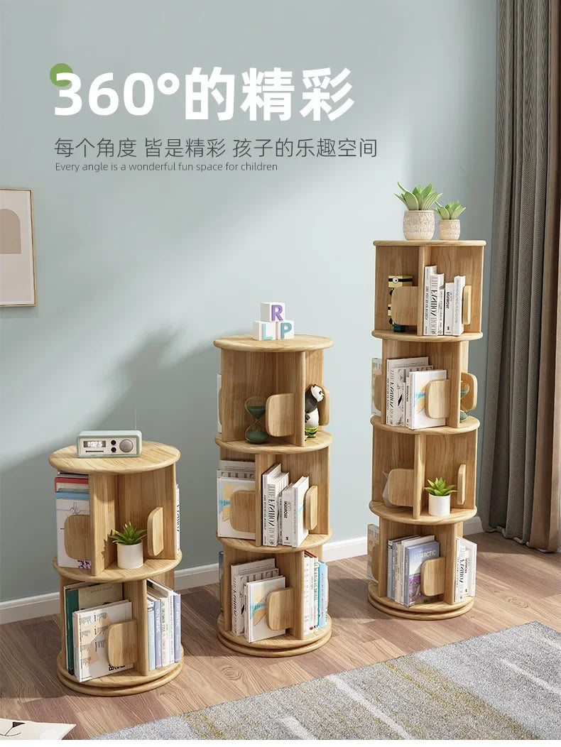 Rotary Bookshelf Floor Household Dollhouse Vertical Spinning Small Rotating Nordic Bookcase Separator Buchregal Salon Furniture