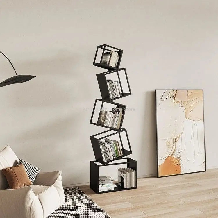 Bookshelf Special-shaped Creative Net Red Corner Vertical Bookshelf Floor Shelf Simple Modern Living Room Iron Art Corner Book Shelf