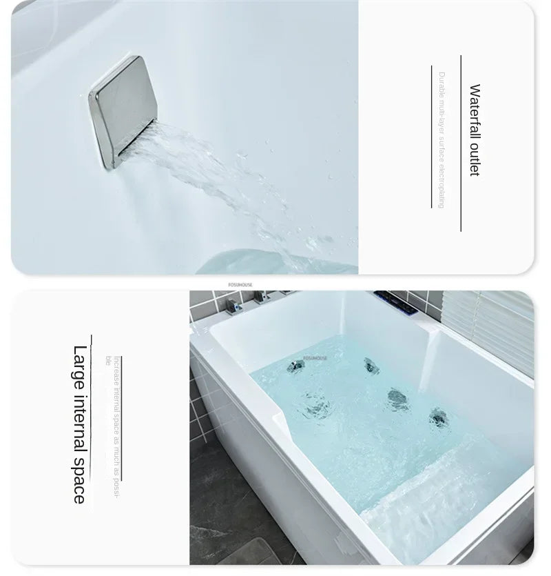 Modern Acrylic Freestanding Bathtub Small Apartment Bathroom Massage Bathtub Onstant Temperature Surfing Jacuzzi Bath Tub